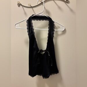 Urban Outfitters Black Lace Trim Crop Top